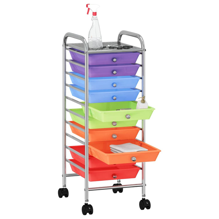 Carrello Portaoggetti con 10 Cassetti Multicolore in Plastica 320406