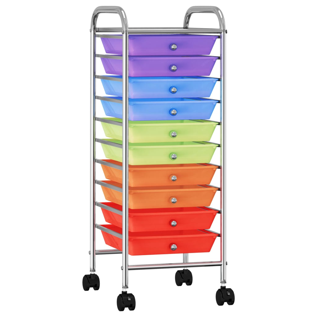 Carrello Portaoggetti con 10 Cassetti Multicolore in Plastica 320406