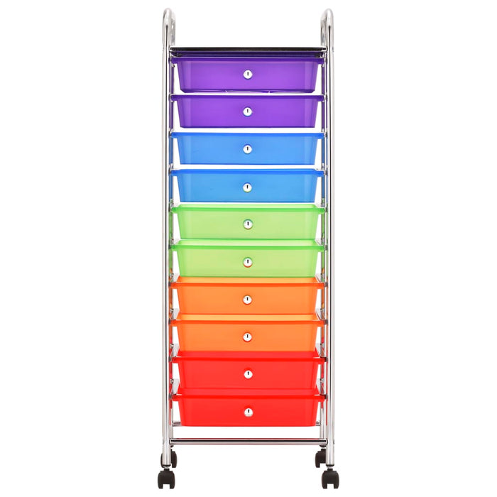 Carrello Portaoggetti con 10 Cassetti Multicolore in Plastica 320406