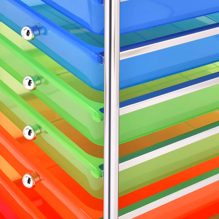 Carrello Portaoggetti con 10 Cassetti Multicolore in Plastica 320406