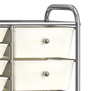 Carrello Portaoggetti XXL con 15 Cassetti Bianco in Plastica