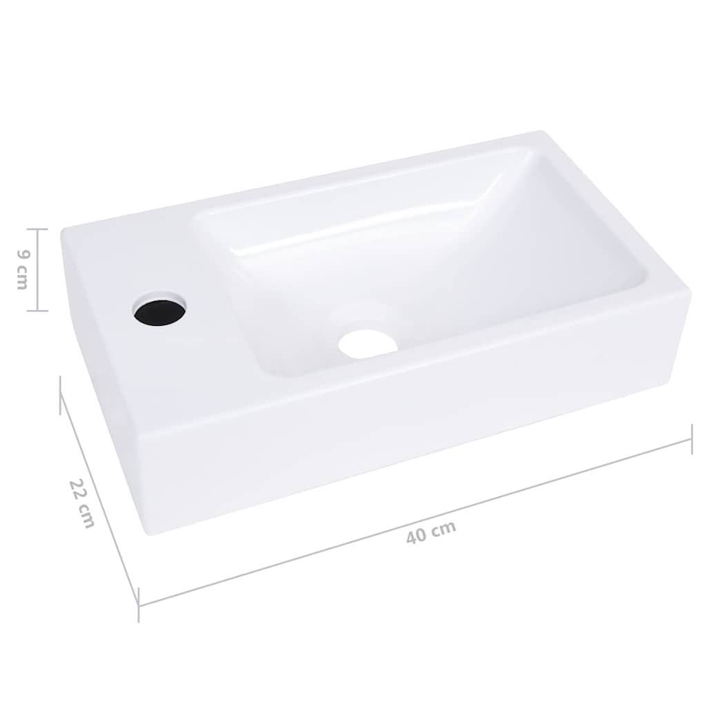 Lavabo-Lavandino-Lavello 400x220x90 mm in SMC Bianco