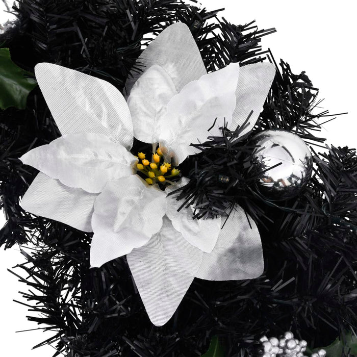 Ghirlanda di Natale con Lucine LED Nera 60 cm in PVC