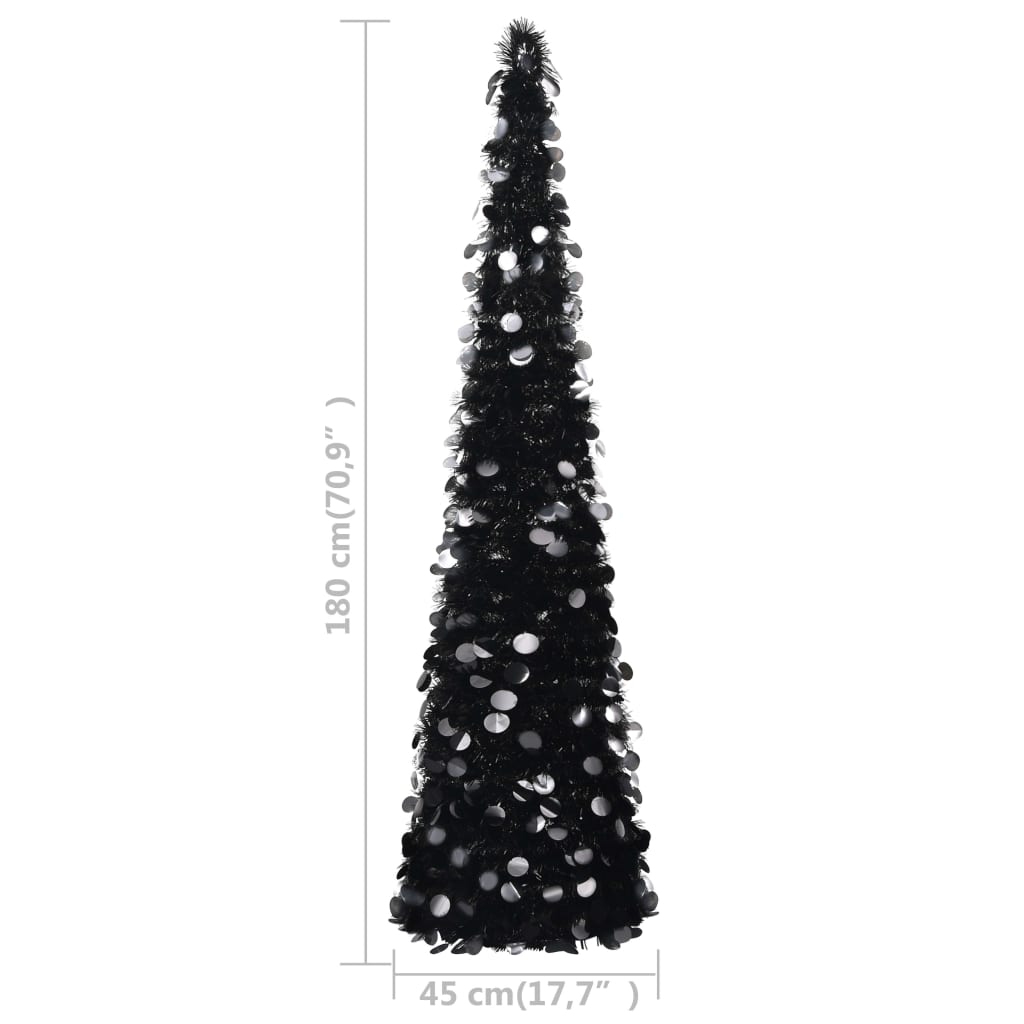 Albero di Natale Artificiale Apribile Nero 180 cm PET 320987