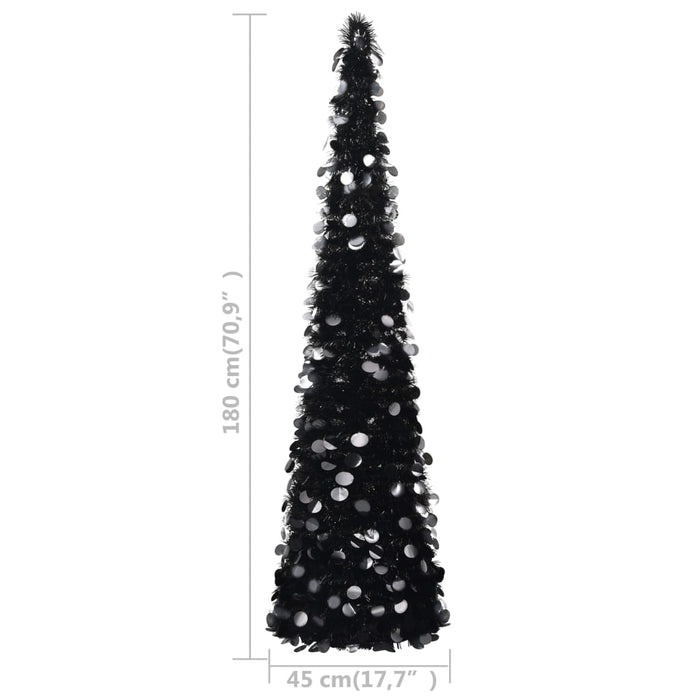 Albero di Natale Artificiale Apribile Nero 180 cm PET 320987