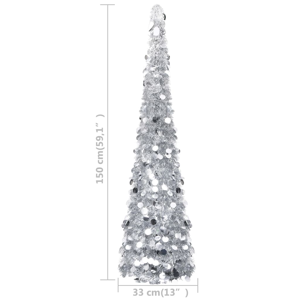 Albero di Natale Artificiale Apribile Argento 150 cm PET 320992