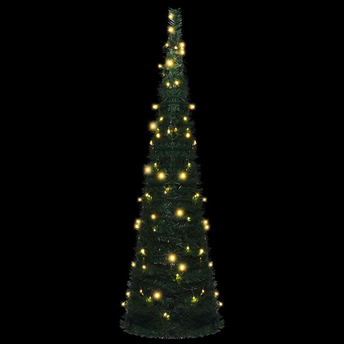Albero di Natale with LED String Lights Verde 150 x 150 cm PVC 320994