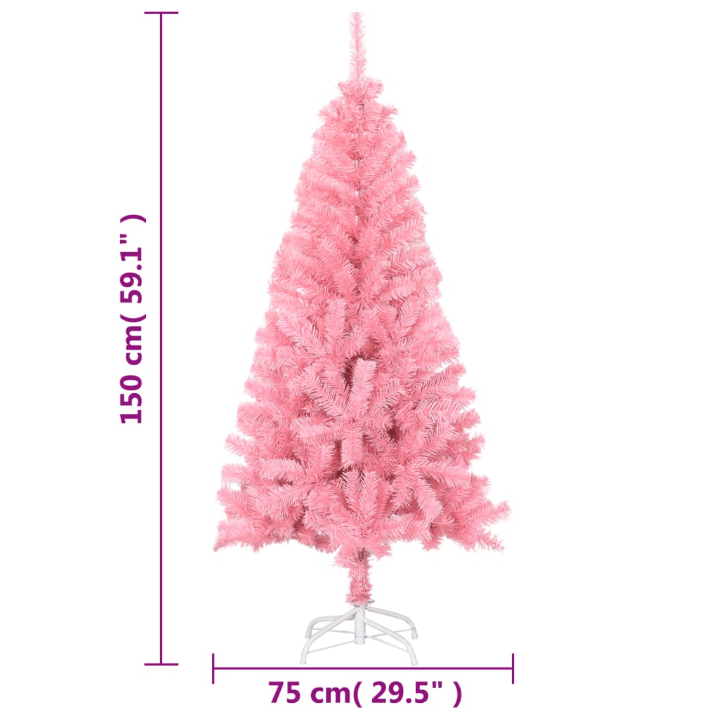 Albero di Natale Artificiale Sottile con Base Rosa 150 cm PVC 320997