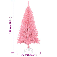 Albero di Natale Artificiale Sottile con Base Rosa 150 cm PVC 320997