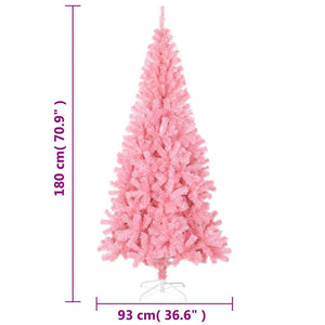 Albero di Natale Artificiale Sottile con Base-Decorazioni natalizie Rosa 180 cm PVC
