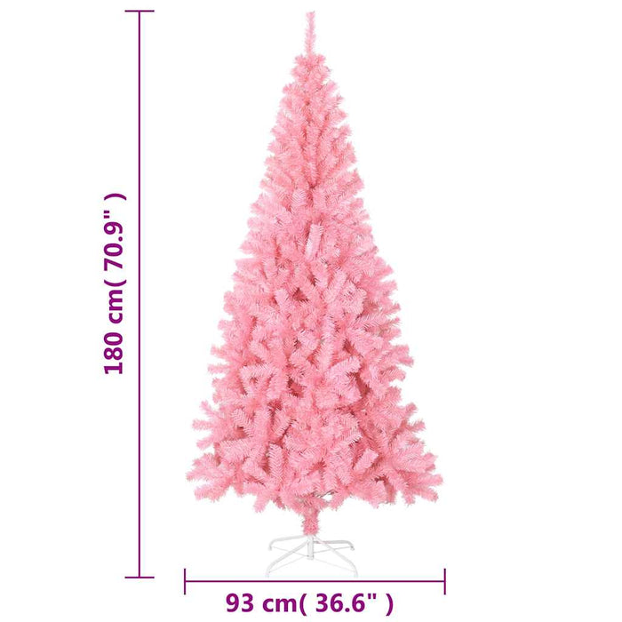 Albero di Natale Artificiale Sottile con Base-Decorazioni natalizie Rosa 180 cm PVC