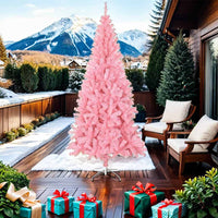 Albero di Natale Artificiale Sottile con Base Rosa 210 cm PVC 320999