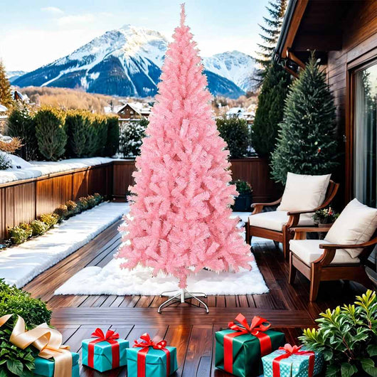 Albero di Natale Artificiale con Supporto Rosa 210 cm PVC