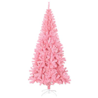 Albero di Natale Artificiale-Albero Natalizio Sottile con Base Rosa 210 cm PVC