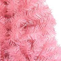 Albero di Natale Artificiale-Albero Natalizio Sottile con Base Rosa 210 cm PVC
