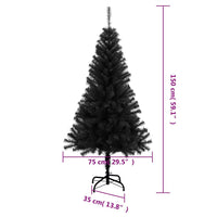 Albero di Natale Artificiale Sottile con Base Nero 150 cm PVC 321000