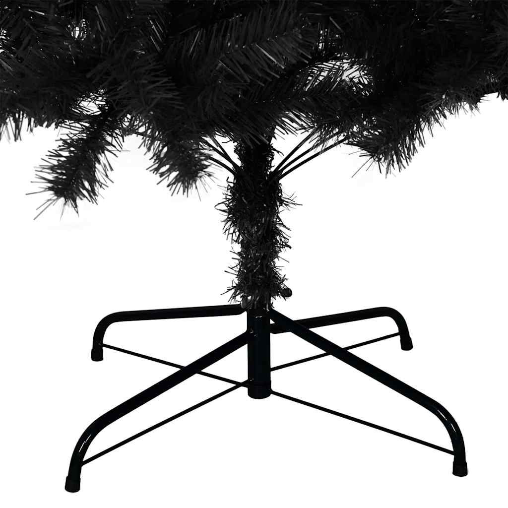 Albero di Natale Artificiale Sottile con Base-Decorazioni natalizie Nero 180 cm PVC