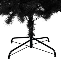 Albero di Natale Artificiale Sottile con Base-Decorazioni natalizie Nero 180 cm PVC