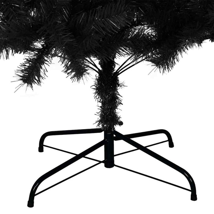 Albero di Natale Artificiale Sottile con Base-Decorazioni natalizie Nero 180 cm PVC
