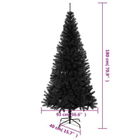 Albero di Natale Artificiale Sottile con Base-Decorazioni natalizie Nero 180 cm PVC