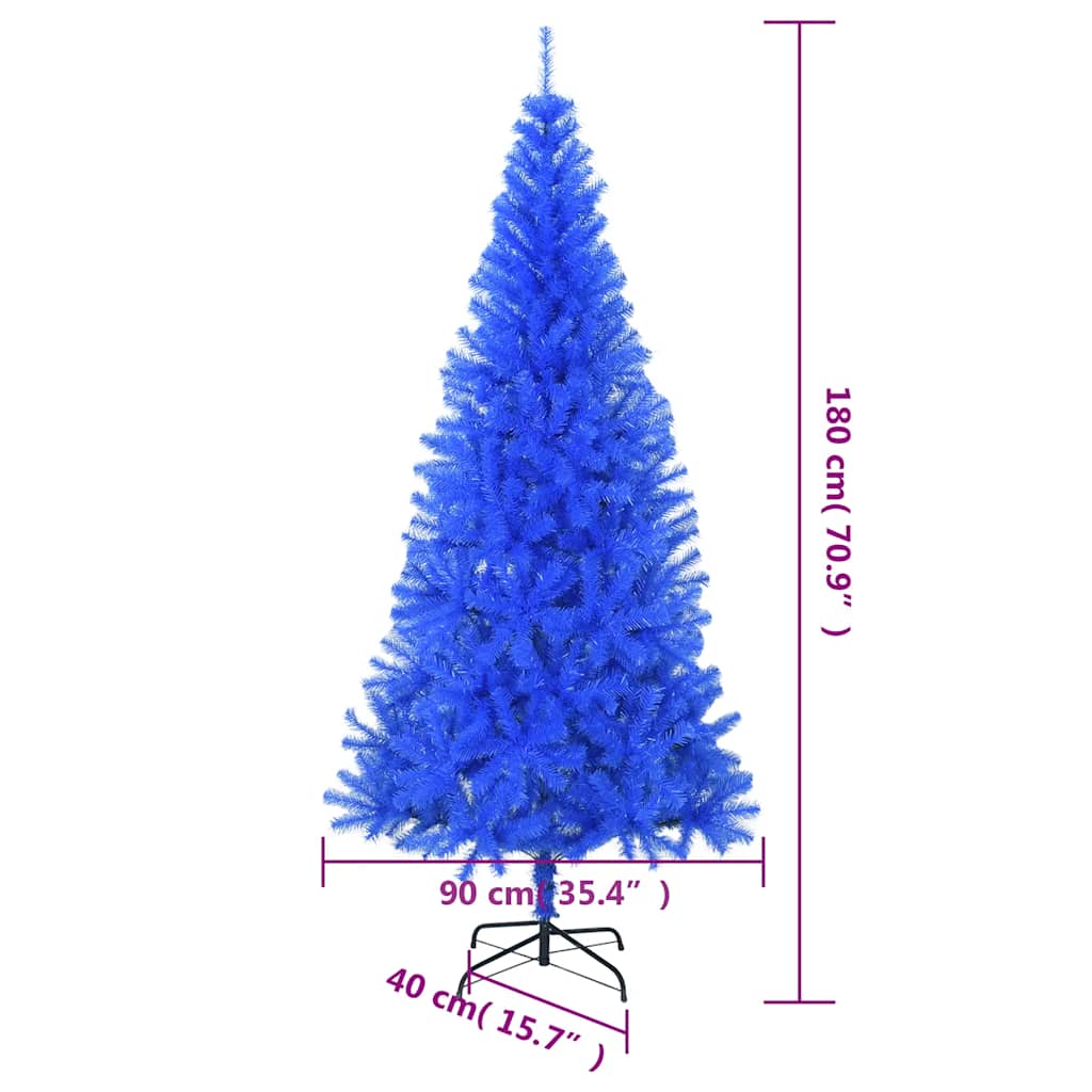 Albero di Natale Artificiale Sottile con Base Blu 180 cm PVC 321004