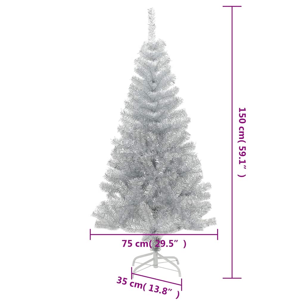 Albero di Natale Artificiale con Supporto Argento 150 cm PET 321012