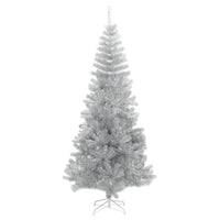 Albero di Natale Artificiale-Albero Natalizio con Supporto Argento 210 cm PET