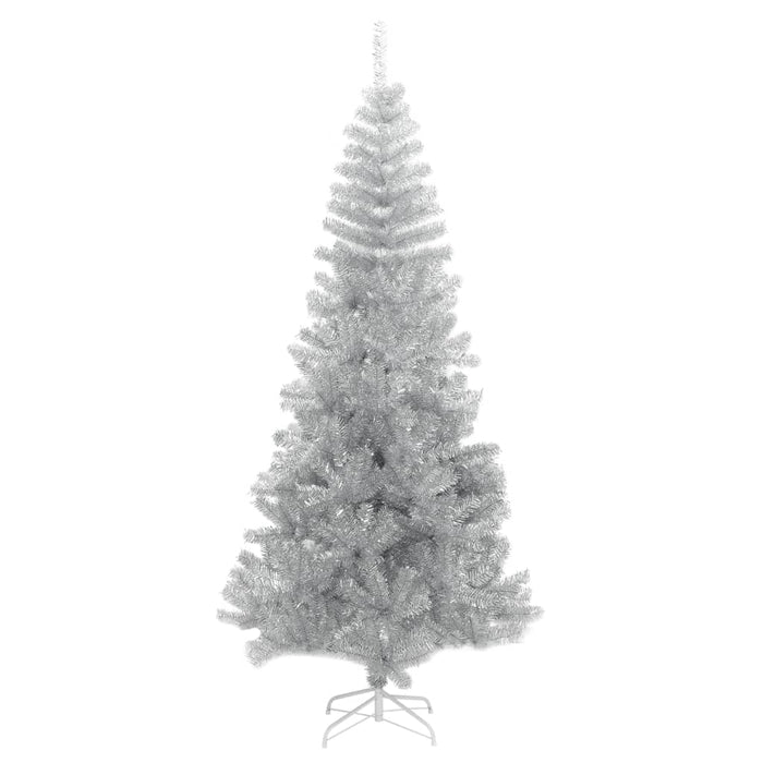 Albero di Natale Artificiale-Albero Natalizio con Supporto Argento 210 cm PET