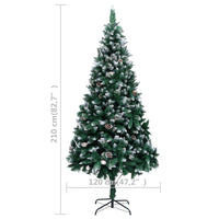 Albero di Natale Artificiale-Albero Natalizio con Pigne e Neve Bianca 210 cm