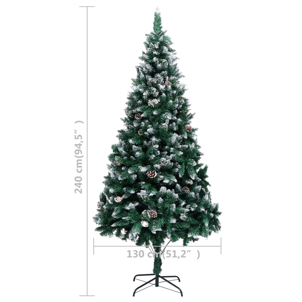 Albero di Natale Artificiale-Albero Natalizio con Pigne e Neve Bianca 240 cm