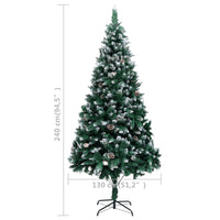 Albero di Natale Artificiale-Albero Natalizio con Pigne e Neve Bianca 240 cm