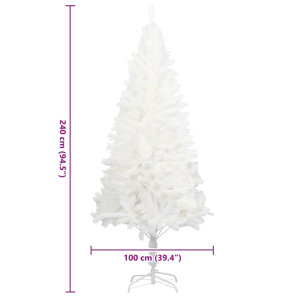 Albero di Natale Artificiale-Albero Natalizio con Aghi Realistici Bianco 240 cm