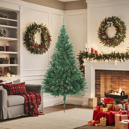 Albero di Natale Artificiale-Decorazioni natalizie Met¨¤ con Supporto Verde 180 cm PVC