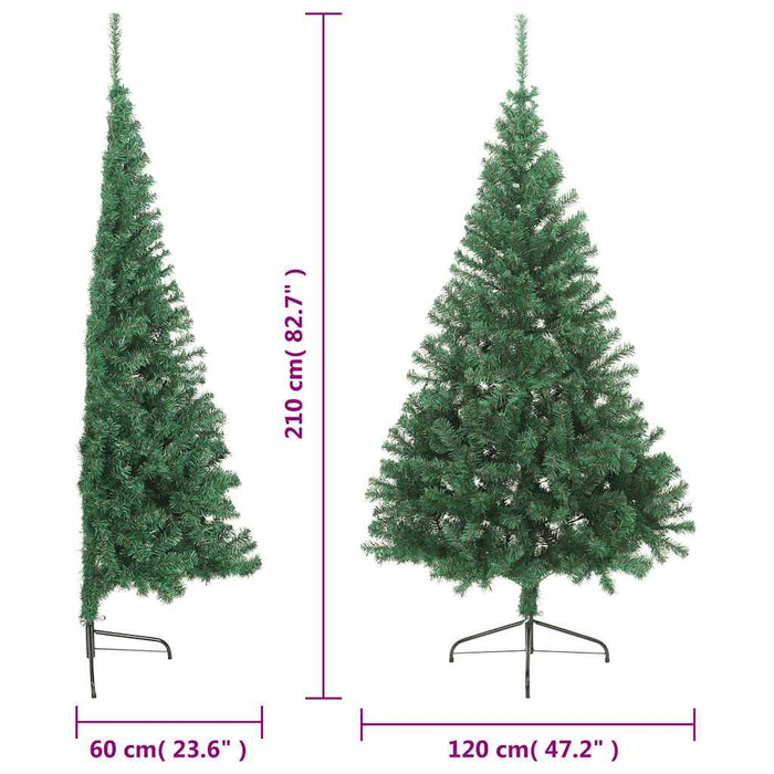 Albero di Natale Artificiale Metà con Supporto Verde 210 cm PVC 321033
