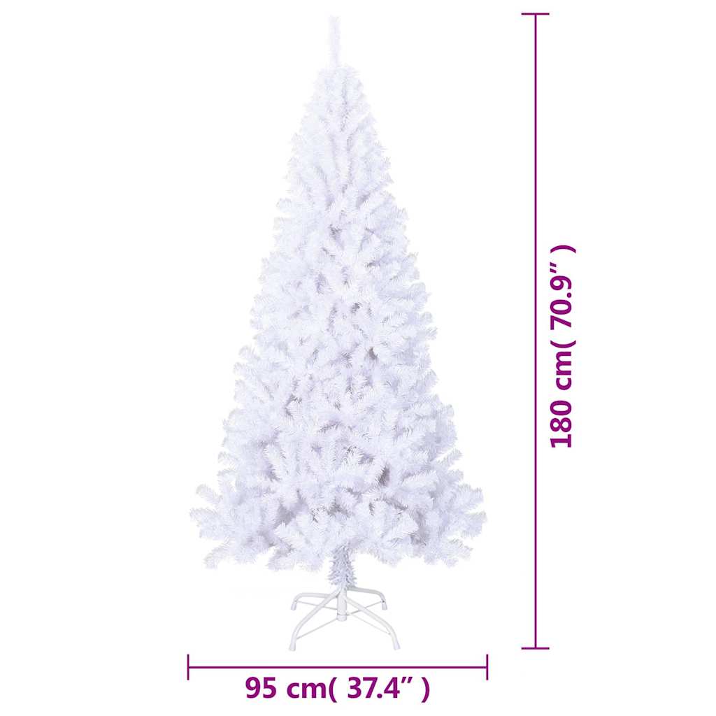 Albero di Natale Artificiale-Albero Natalizio con Rami Spessi Bianco 180 cm PVC