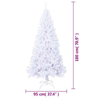 Albero di Natale Artificiale-Albero Natalizio con Rami Spessi Bianco 180 cm PVC