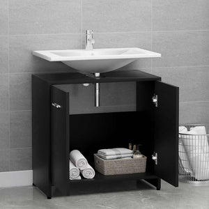 Mobile da Bagno Nero 60x33x61 cm in Legno Multistrato 802571