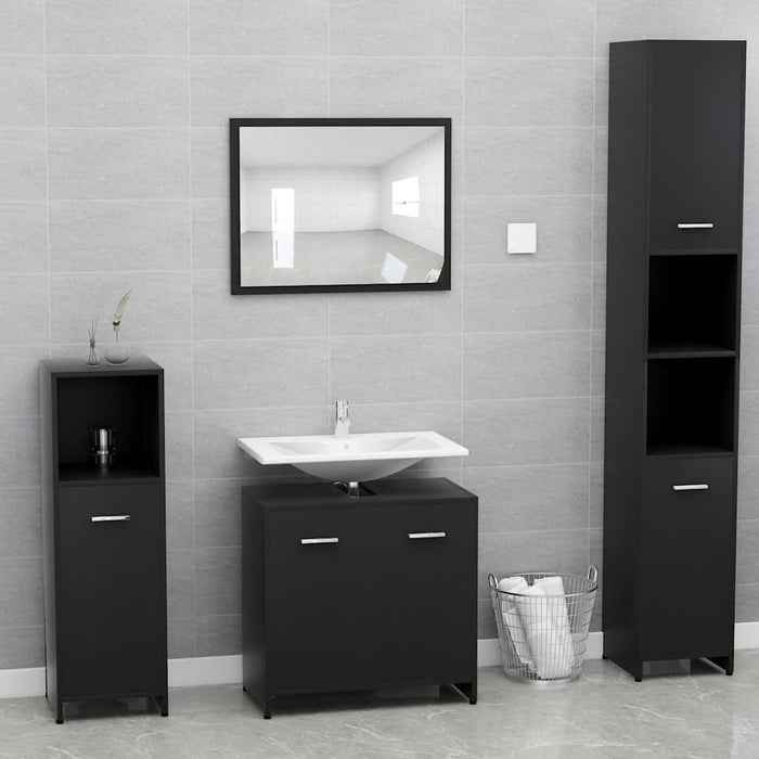 Mobile da Bagno Nero 60x33x61 cm in Legno Multistrato 802571