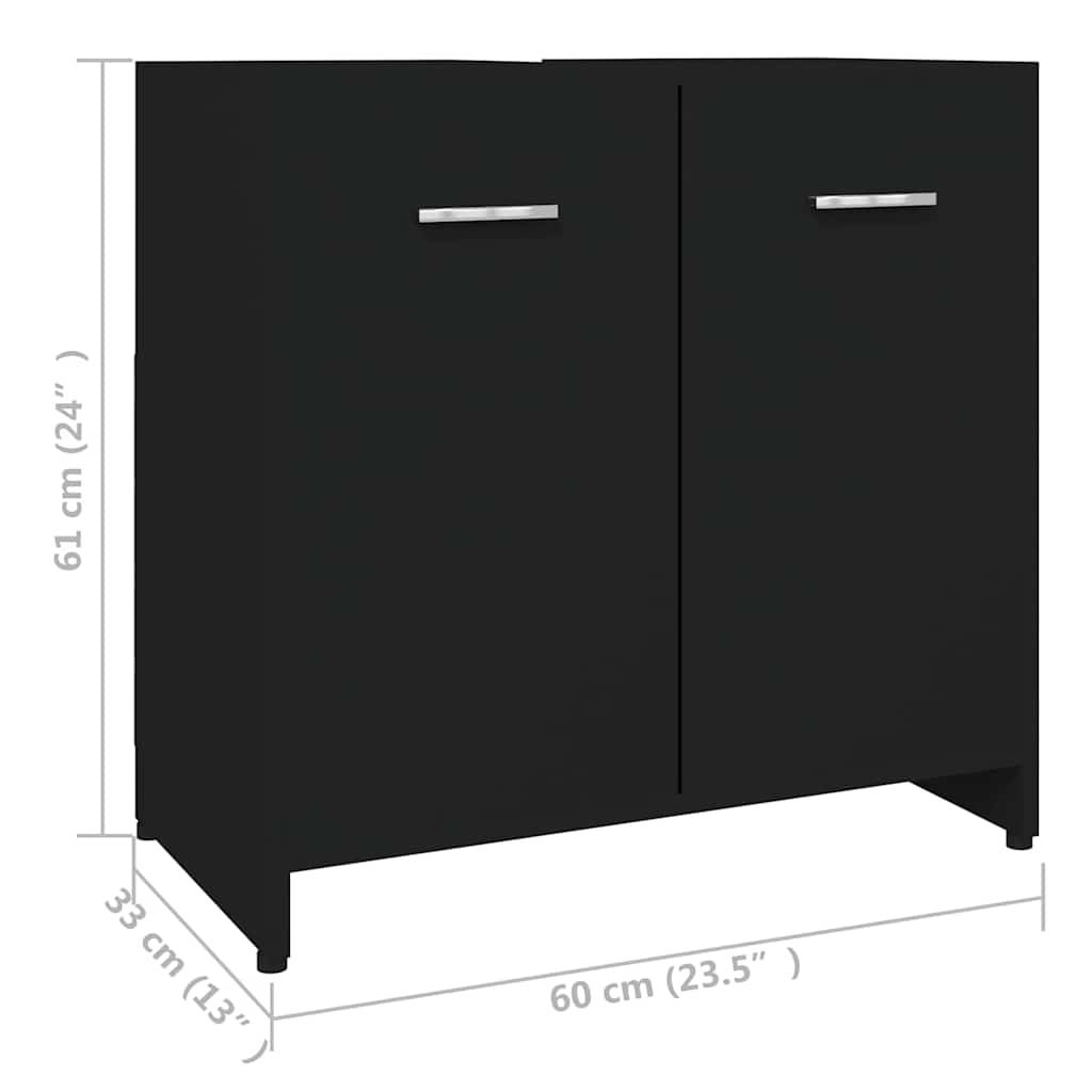 Mobile da Bagno Nero 60x33x61 cm in Legno Multistrato 802571