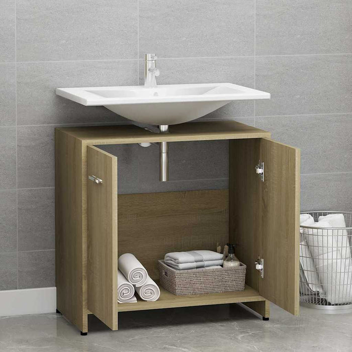 Armadietto da Bagno Rovere Sonoma 60x33x61 cm Legno Multistrato 802573