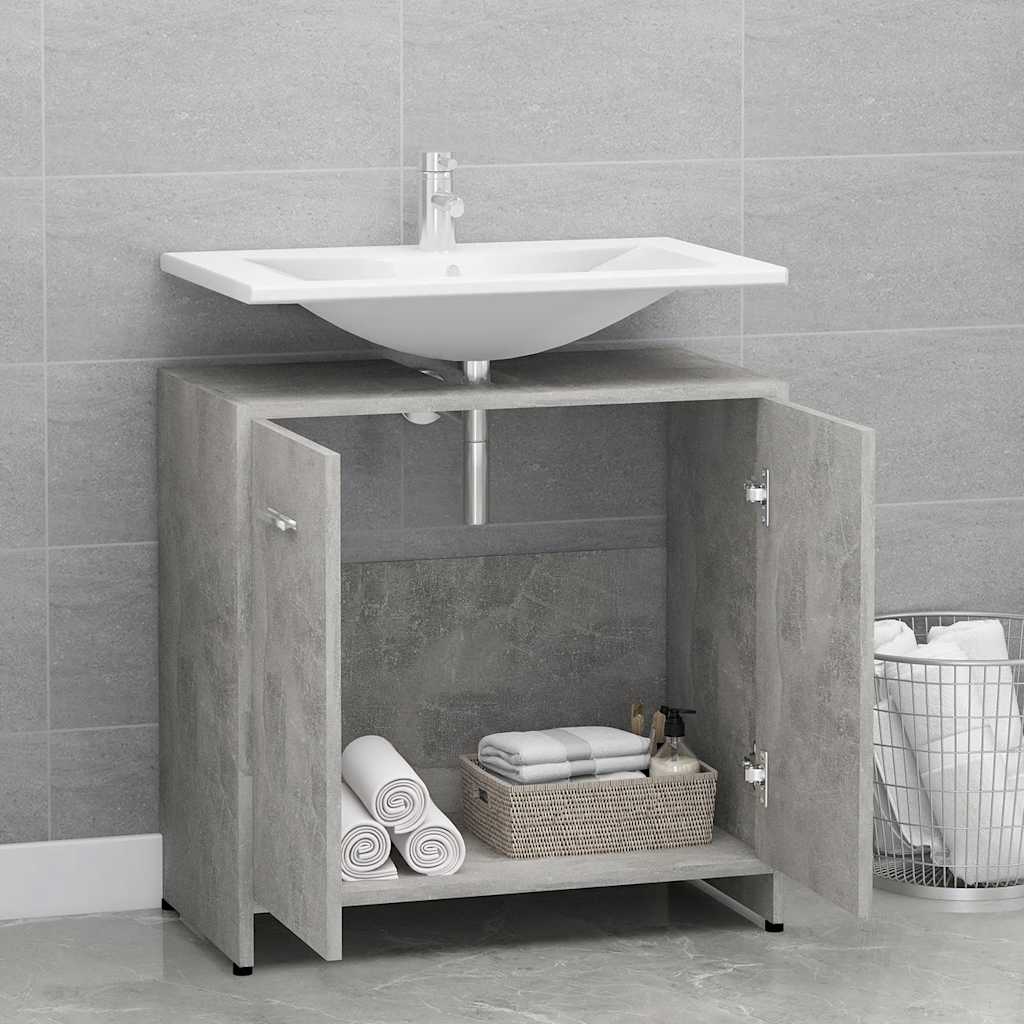 Mobile da Bagno Grigio Cemento 60x33x61 cm in Legno Multistrato 802574