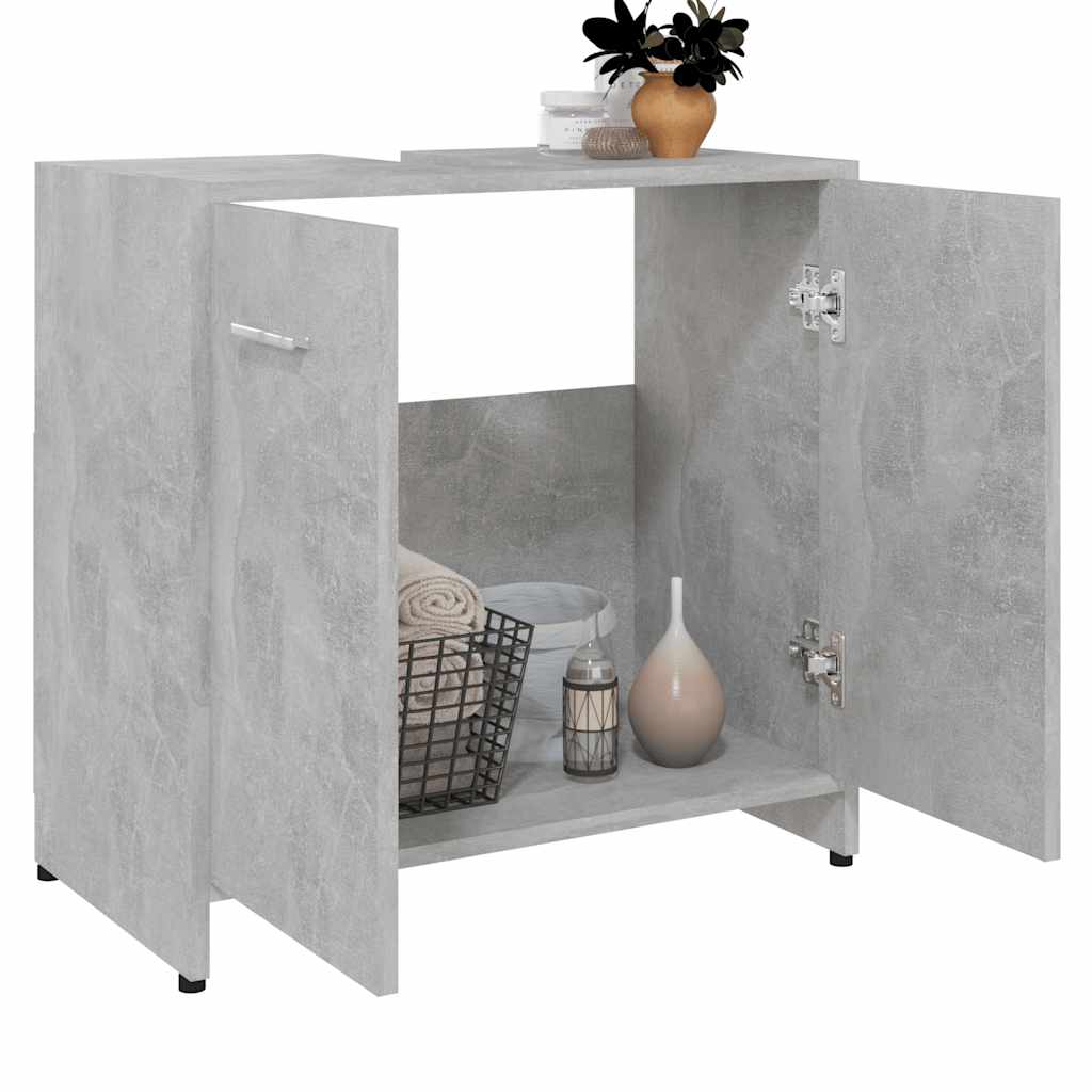 Mobile da Bagno Grigio Cemento 60x33x61 cm in Legno Multistrato 802574