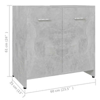 Mobile da Bagno Grigio Cemento 60x33x61 cm in Legno Multistrato 802574