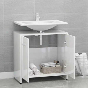 Mobile da Bagno Bianco Lucido 60x33x61 cm in Legno Multistrato 802576