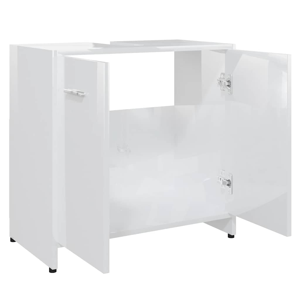 Mobile da Bagno Bianco Lucido 60x33x61 cm in Legno Multistrato 802576