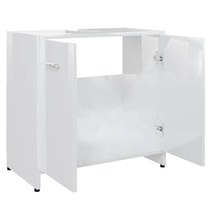 Mobile da Bagno Bianco Lucido 60x33x61 cm in Legno Multistrato 802576