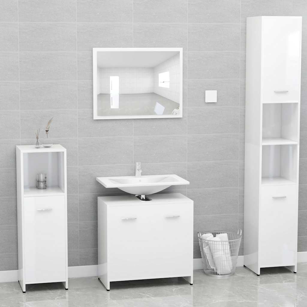 Mobile da Bagno Bianco Lucido 60x33x61 cm in Legno Multistrato 802576