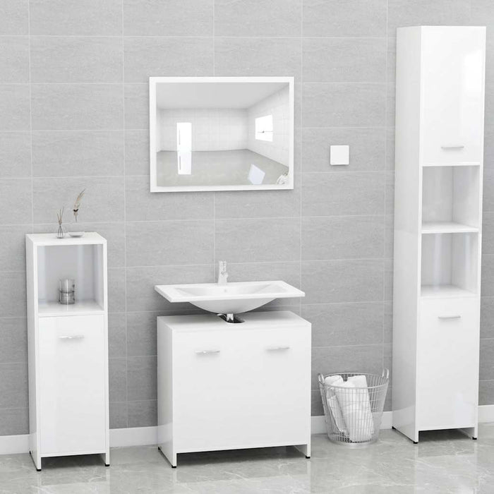 Mobile da Bagno Bianco Lucido 60x33x61 cm in Legno Multistrato 802576
