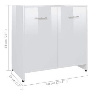 Mobile da Bagno Bianco Lucido 60x33x61 cm in Legno Multistrato 802576