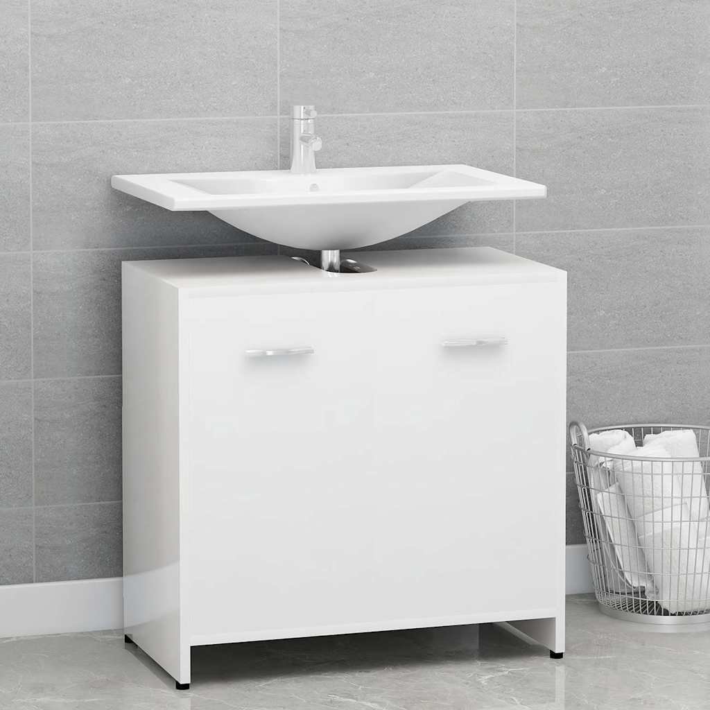 Mobile da Bagno Bianco Lucido 60x33x61 cm in Legno Multistrato 802576